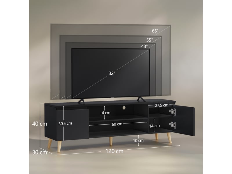 Meuble TV HAVENLYHOME 120 cm Noir