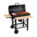 Barbecue à charbon XL avec couvercles et étagères bois