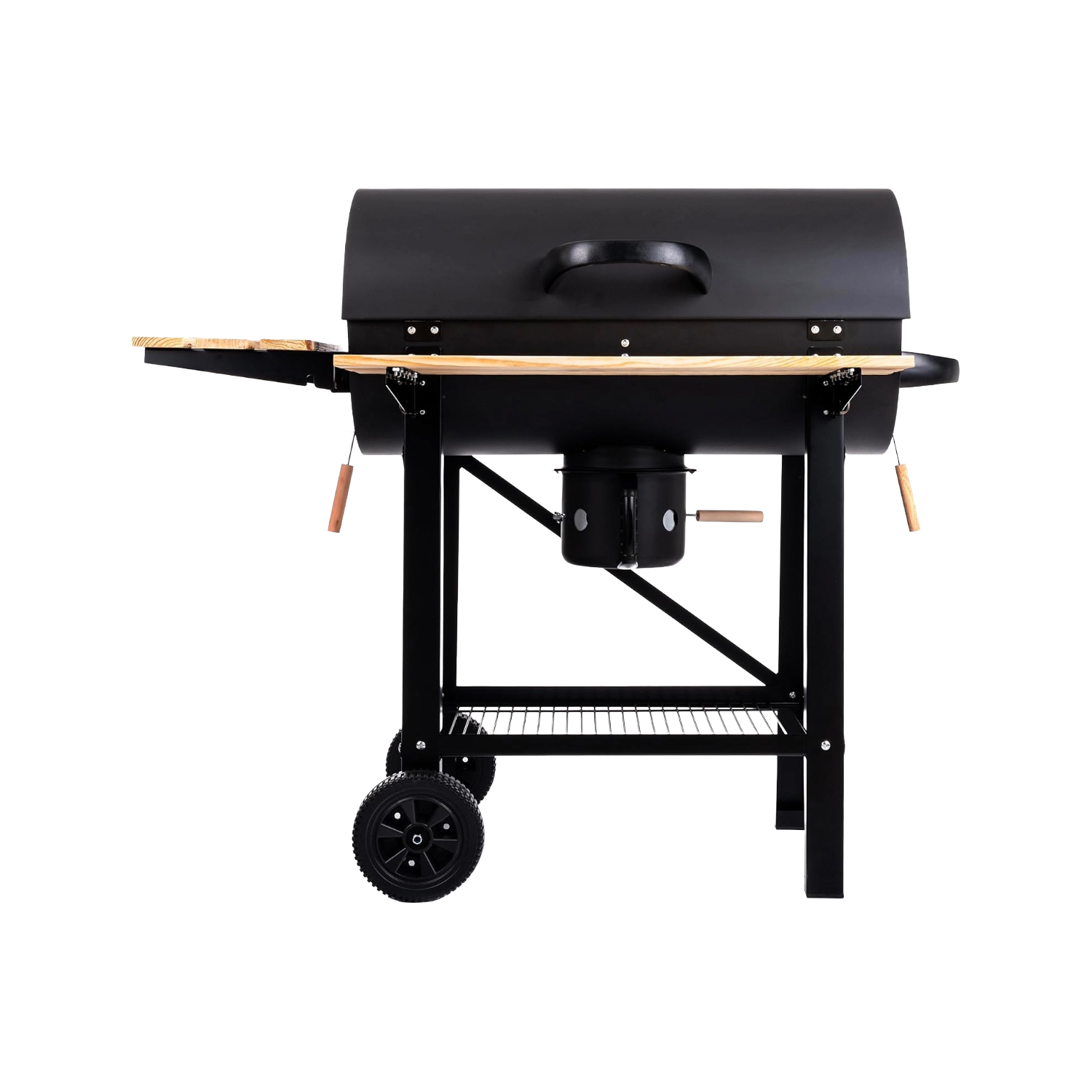 Barbecue à charbon XL avec couvercles et étagères bois
