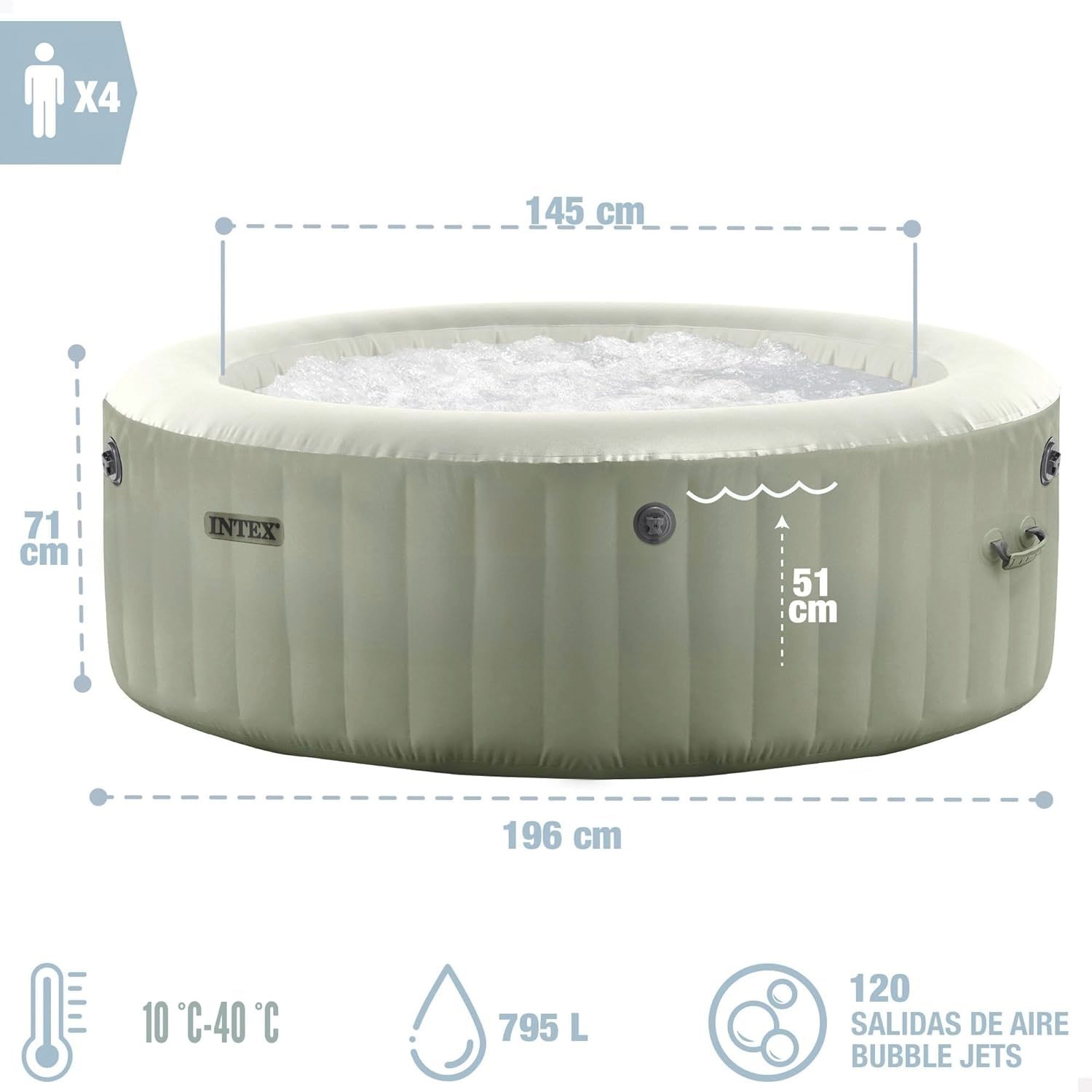 Jacuzzi Gonflable Olive 4 Places