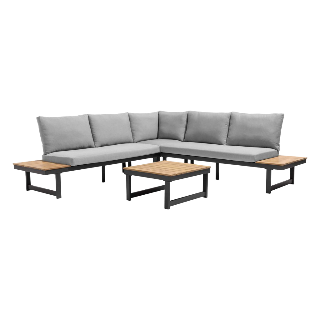 Salon de jardin bas d'angle modulable 6 places