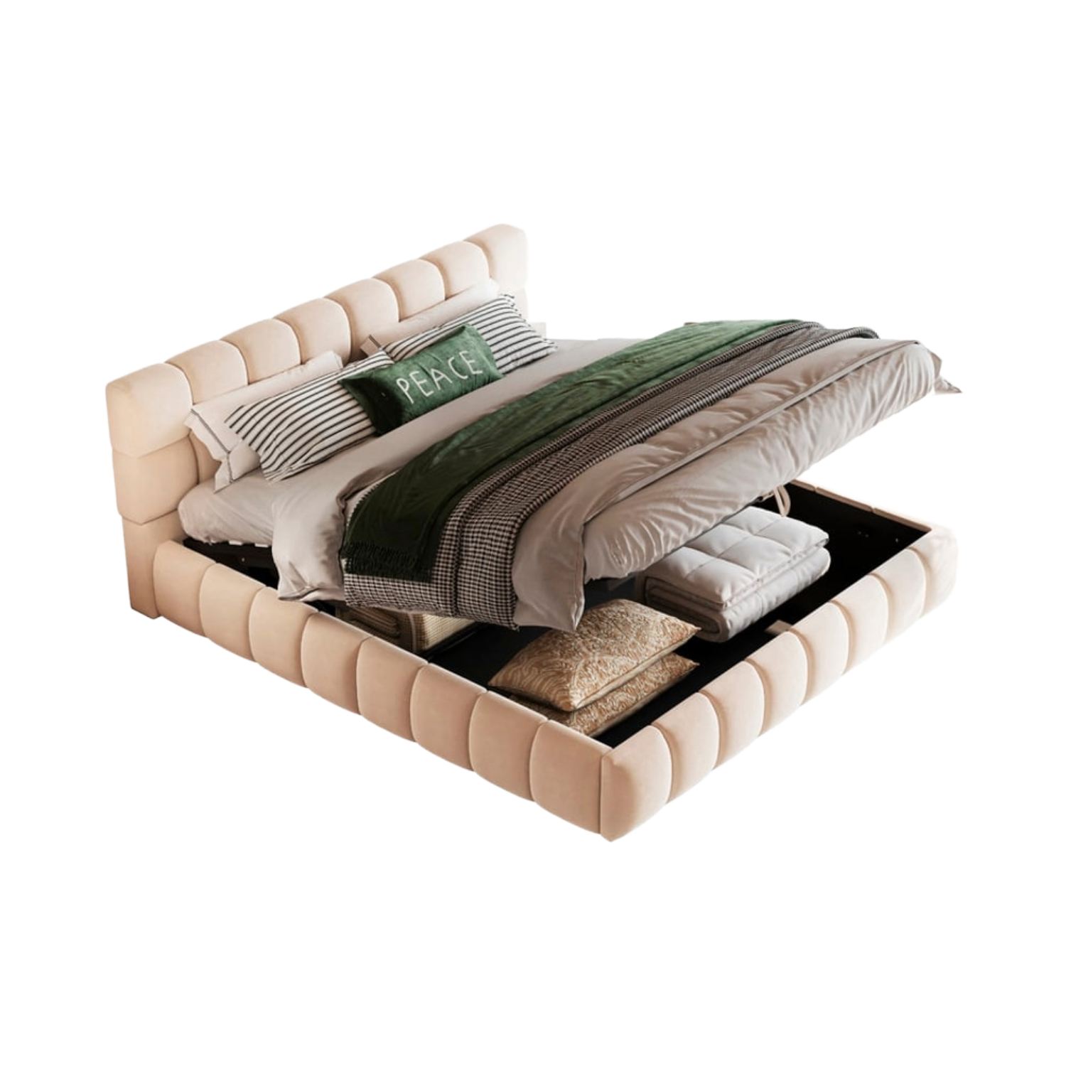 Lit coffre MODERNLUXE 140 × 190 cm Beige