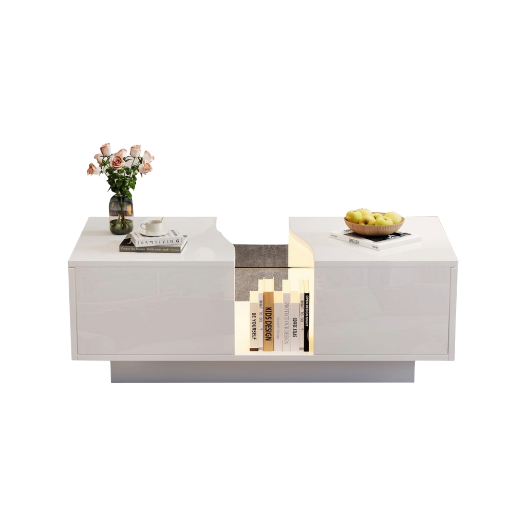 Table basse rectangulaire MERAX 100 à 140 cm Blanc