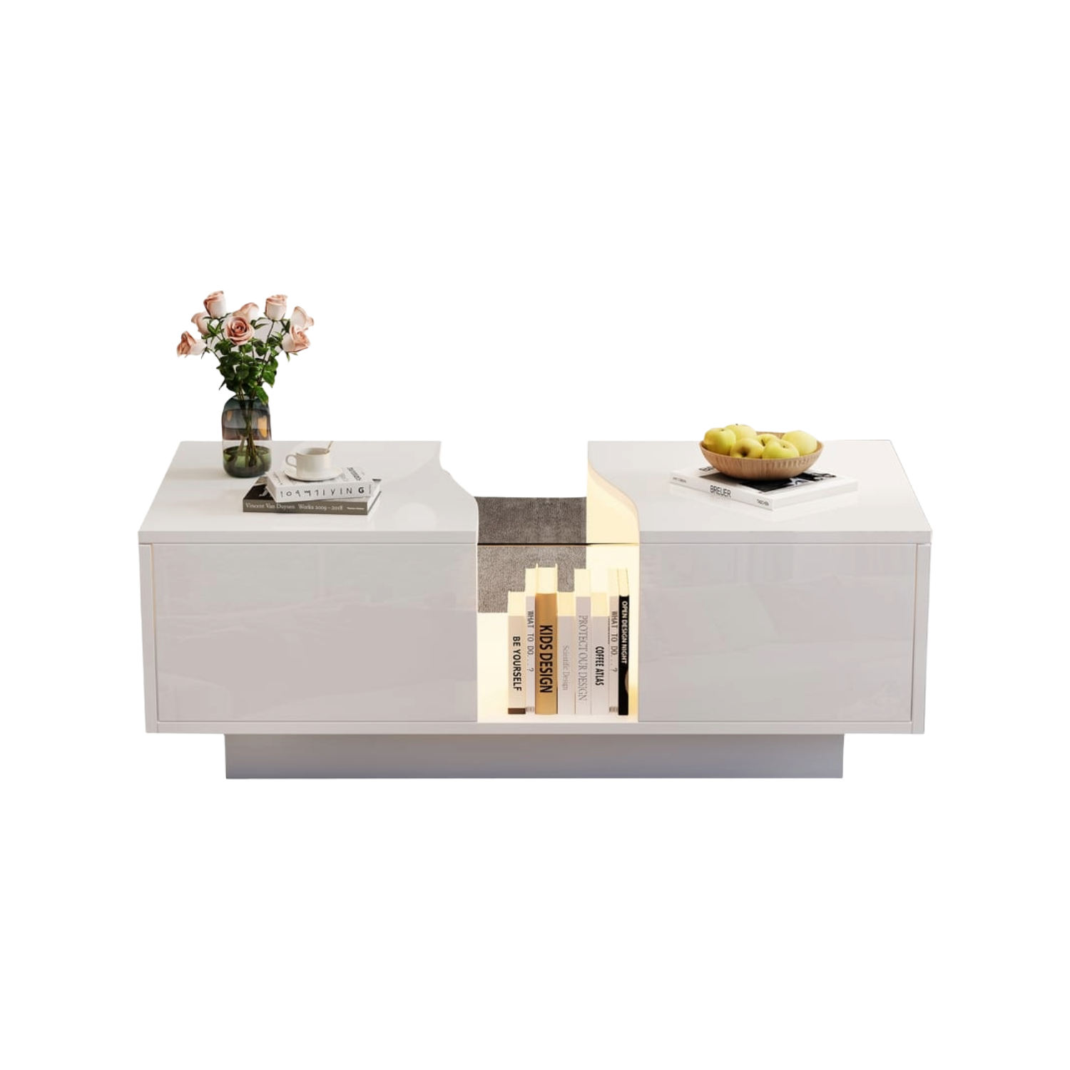 Table basse rectangulaire MERAX 100 à 140 cm Blanc