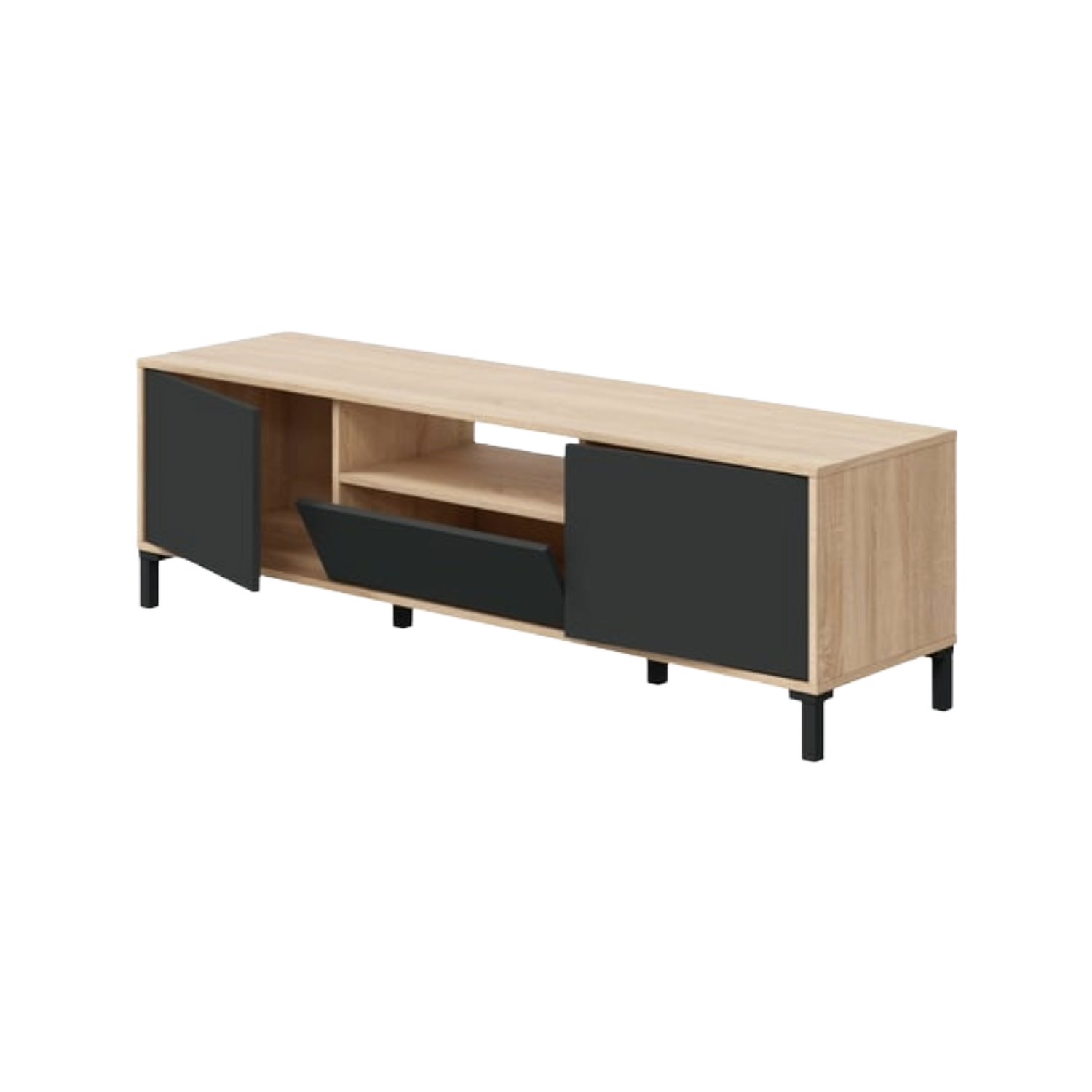 Meuble TV VARIO 150 cm Anthracite & Chêne