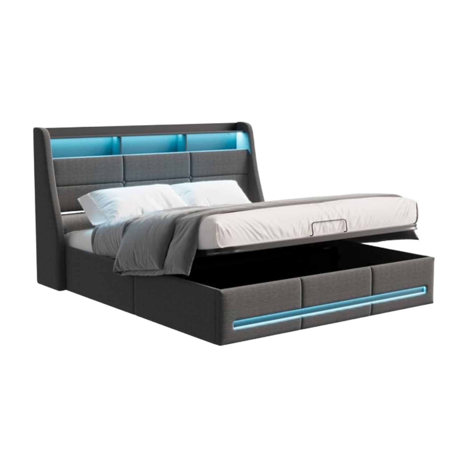 Lit coffre 140 × 190 cm Gris
