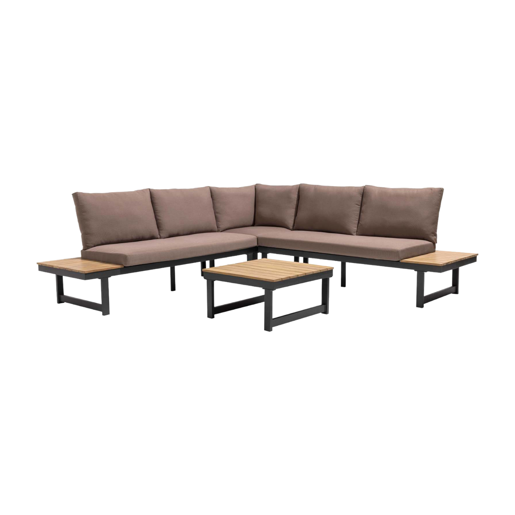 Salon de jardin bas d'angle modulable 6 places
