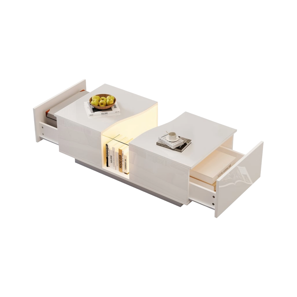 Table basse rectangulaire MERAX 100 à 140 cm Blanc