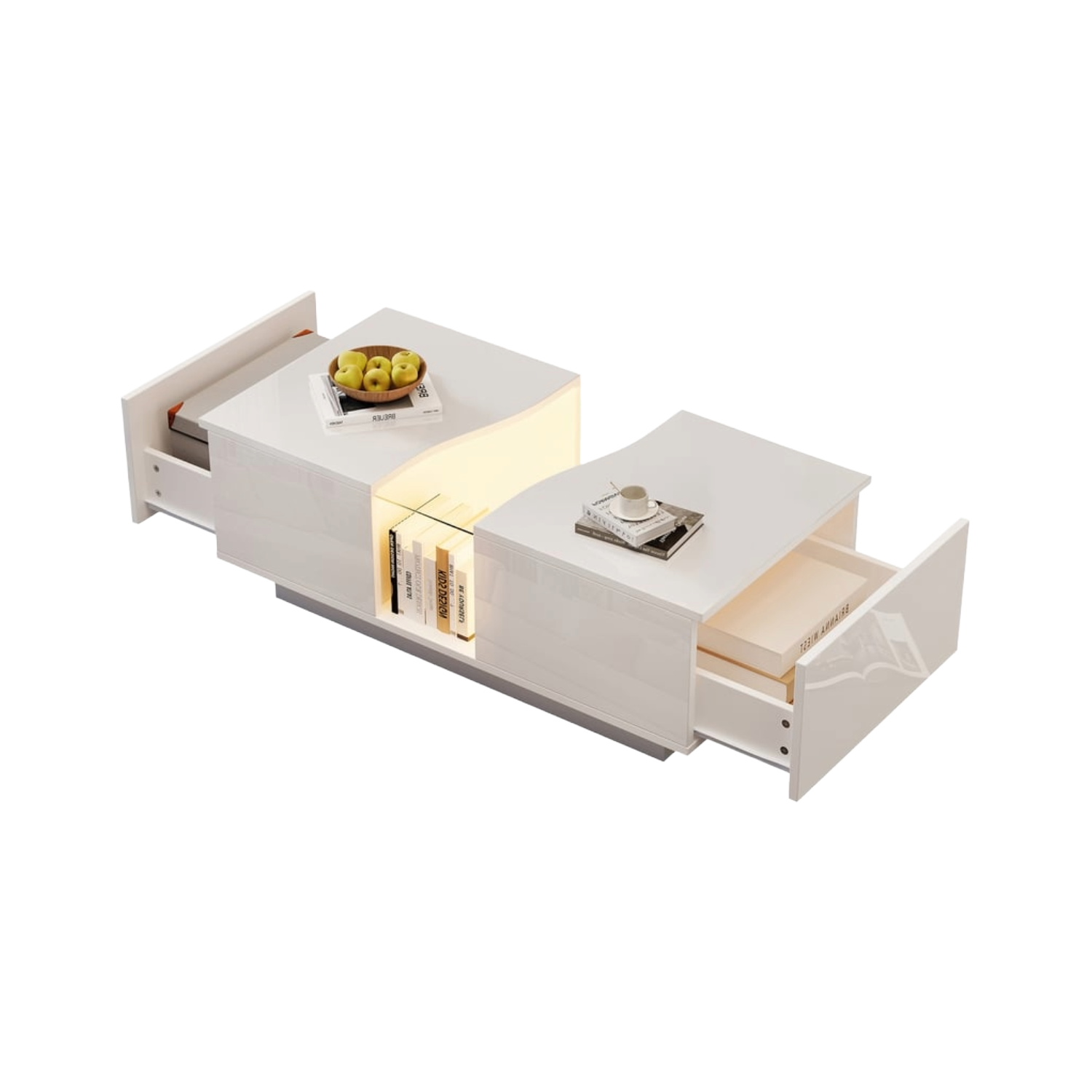 Table basse rectangulaire MERAX 100 à 140 cm Blanc