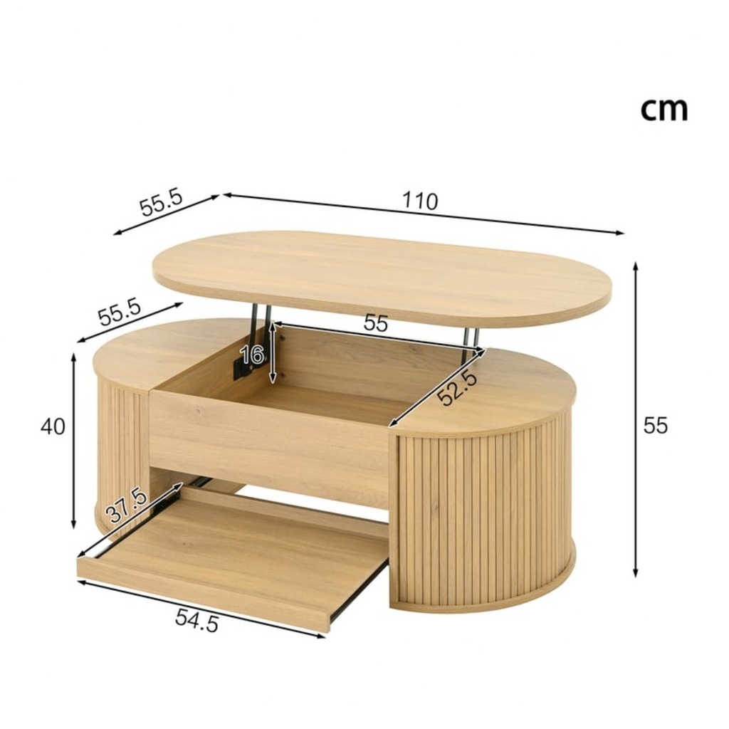 Table basse ovale MERAX 110 cm Bois clair