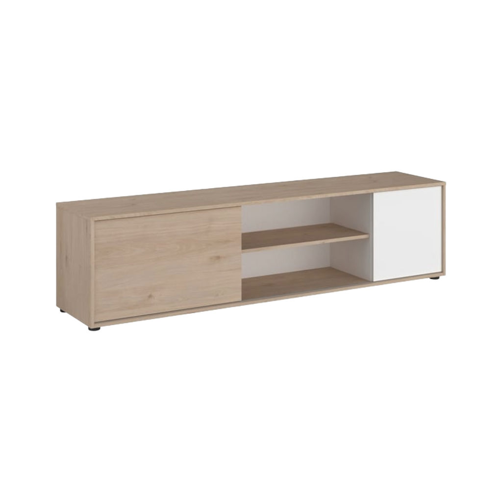 Meuble TV EWEN 180 cm Bicolore Chêne Jackson & Blanc