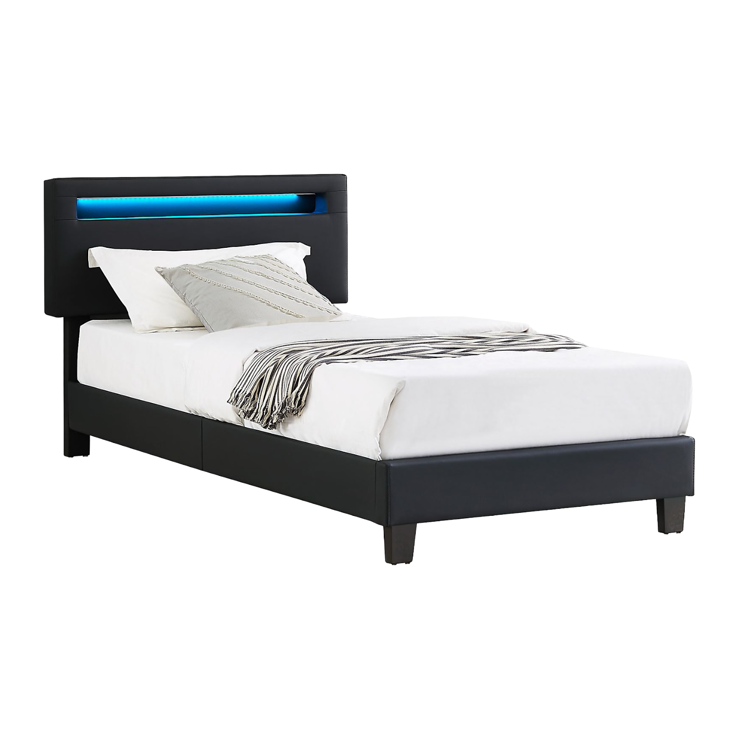 Lit LED simple EVAN 90 × 190 cm Noir
