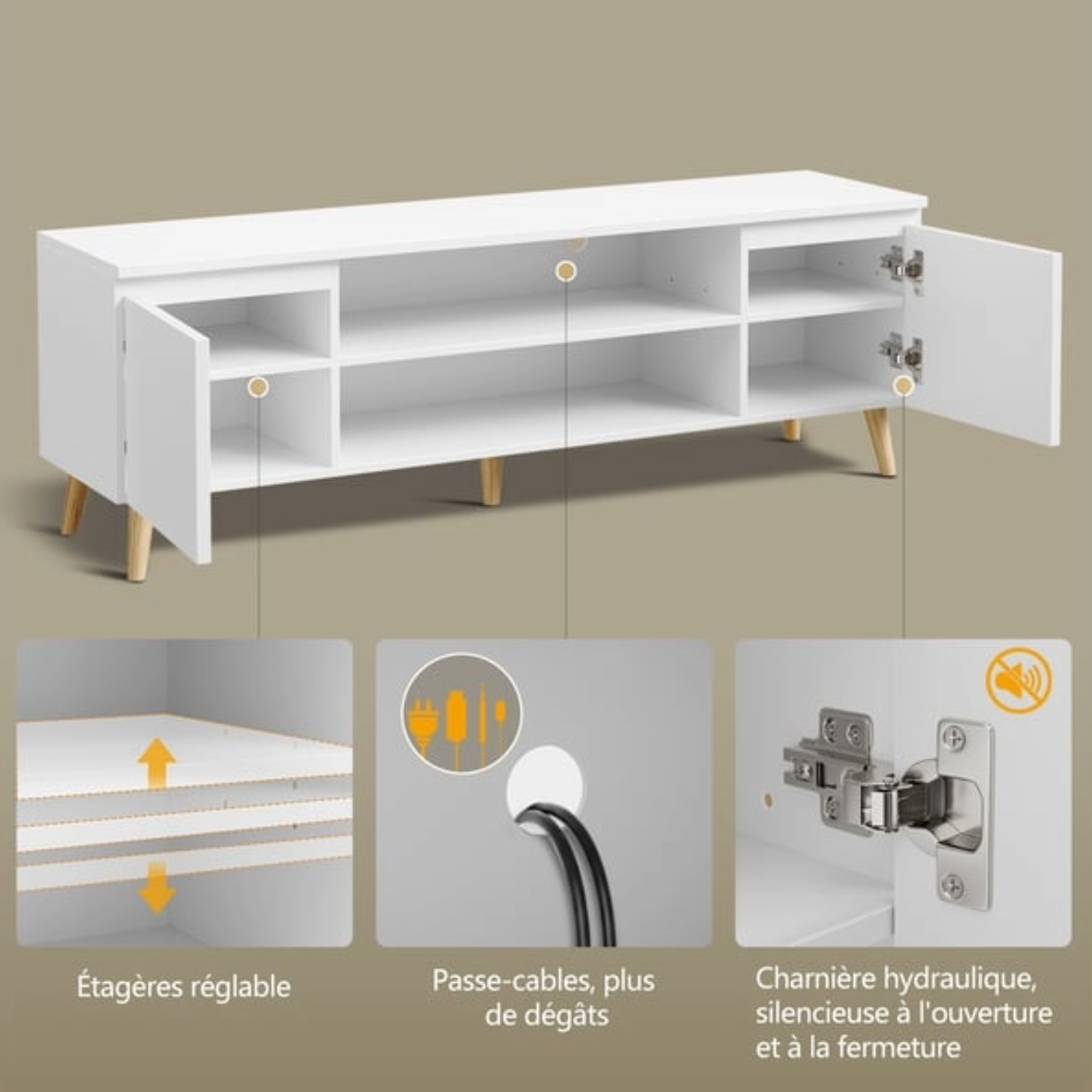 Meuble TV HAVENLYHOME 120 cm Blanc
