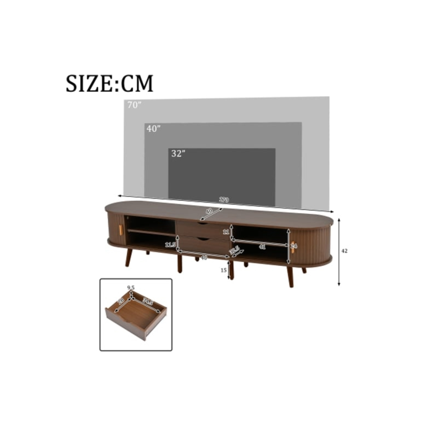 Meuble TV MERAX 170 cm Bois foncé