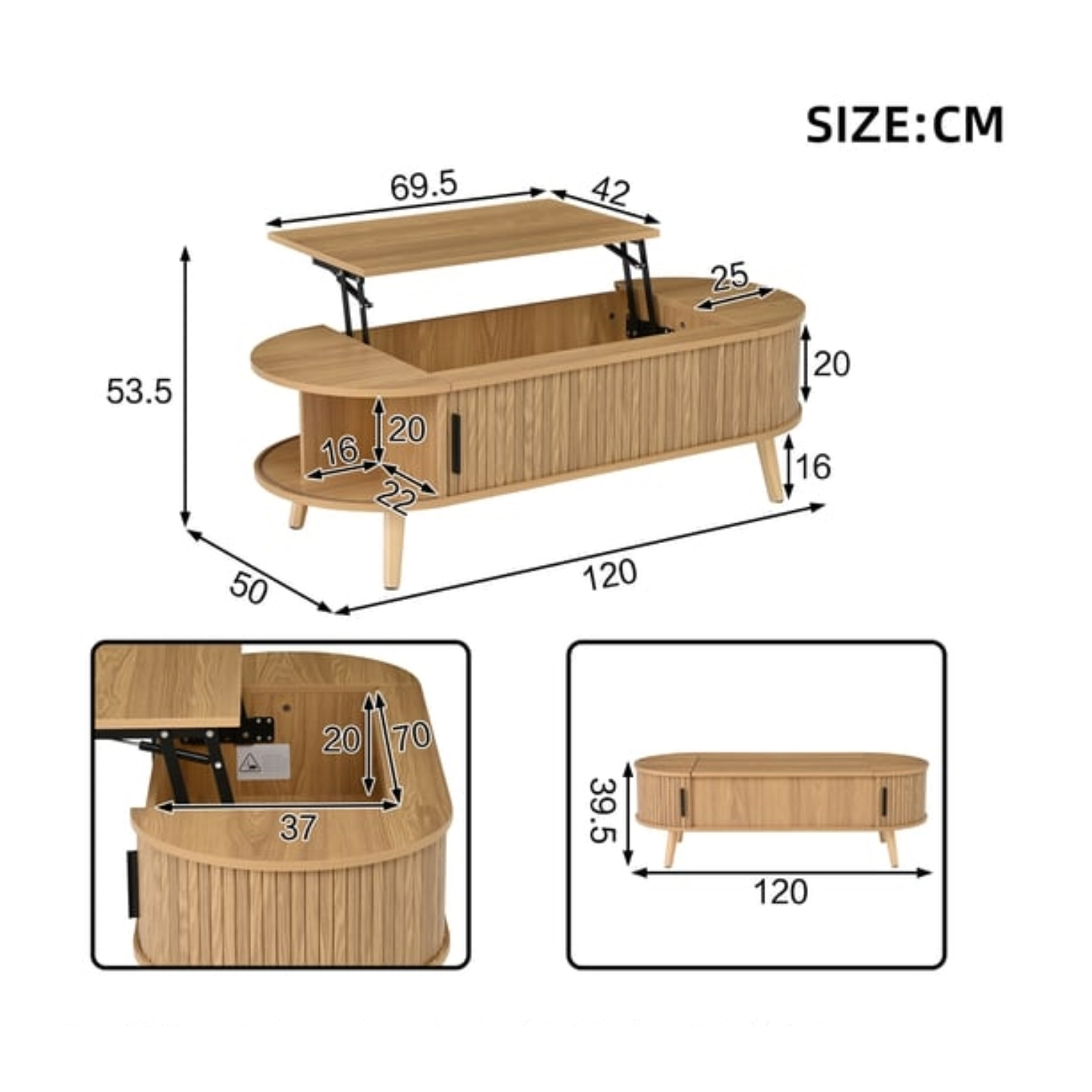 Table basse ovale MERAX 120 cm Bois clair