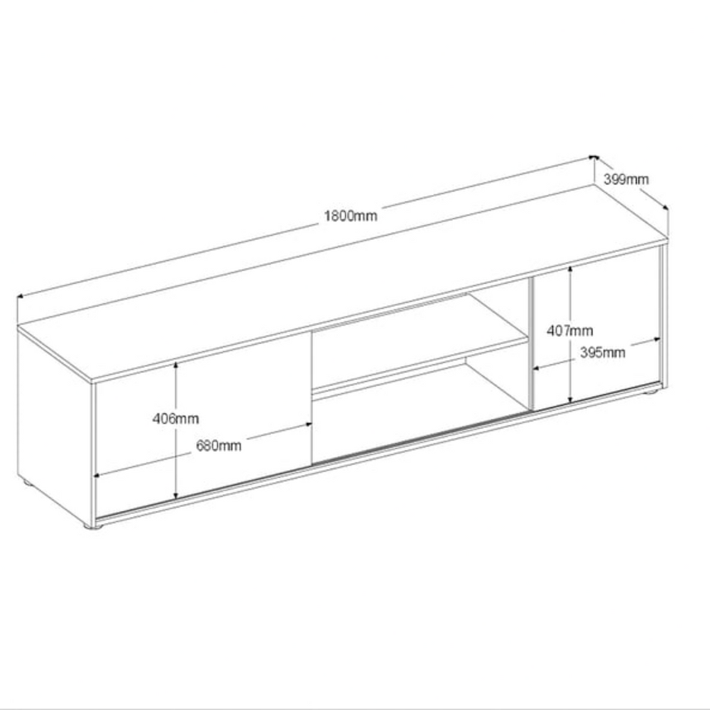 Meuble TV EWEN 180 cm Bicolore Chêne Jackson & Blanc