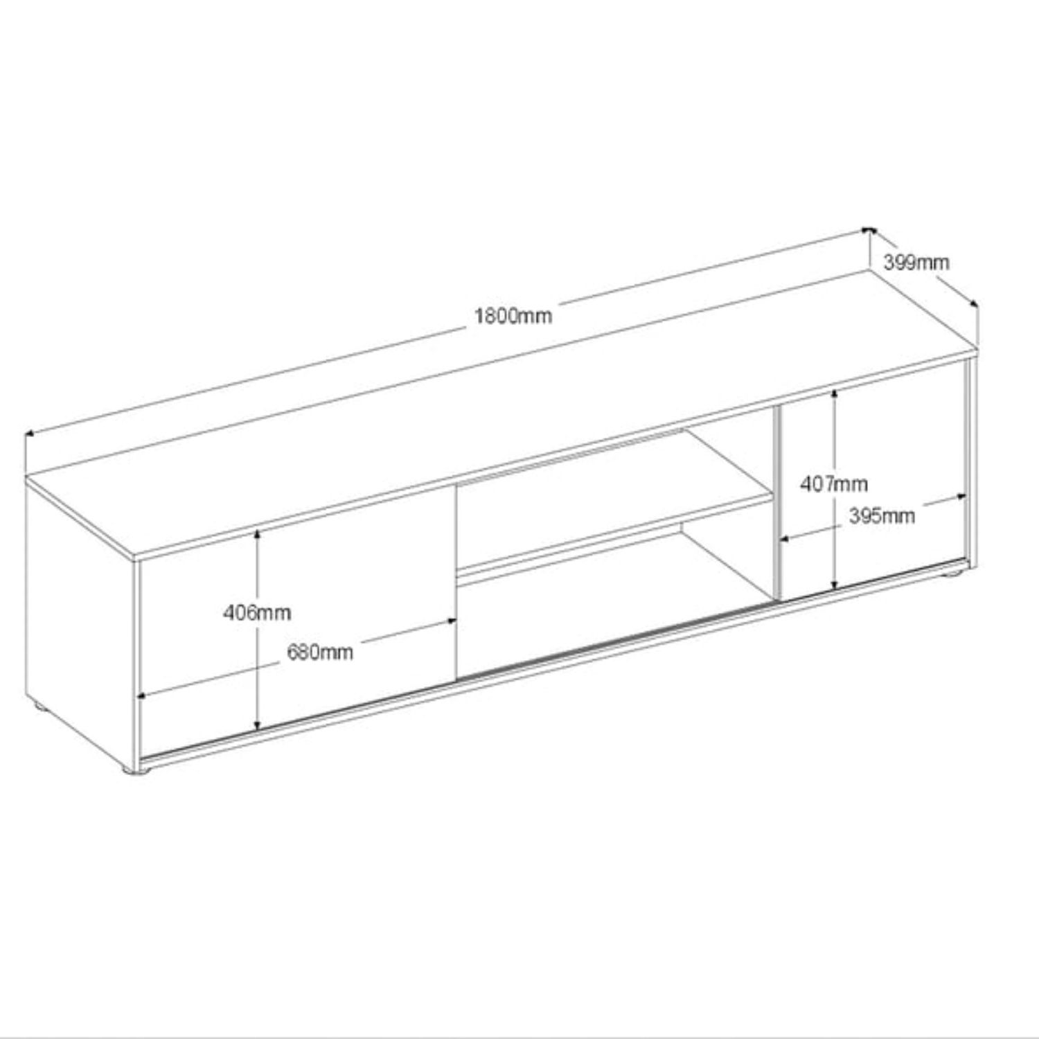 Meuble TV EWEN 180 cm Bicolore Chêne Jackson & Blanc
