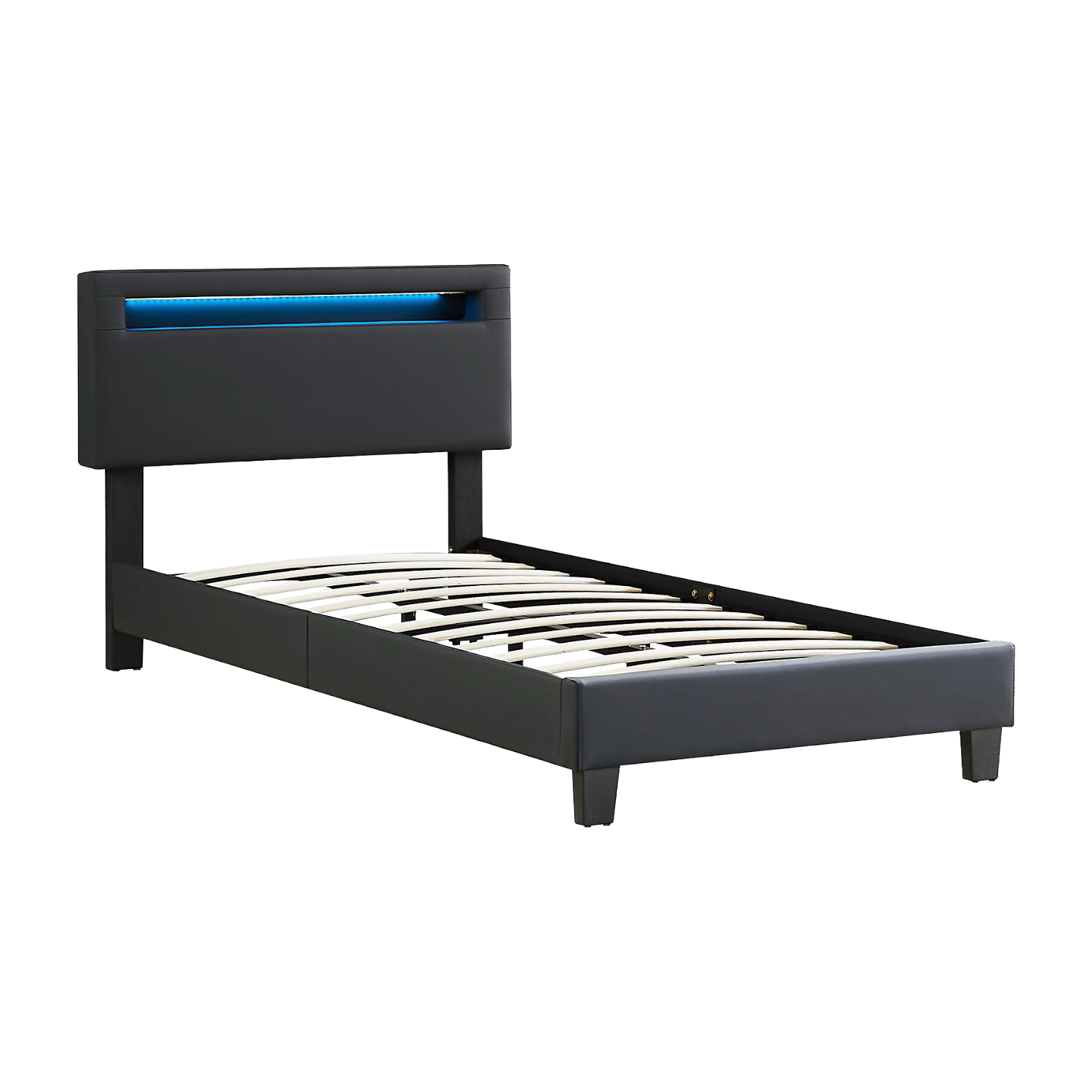 Lit LED simple EVAN 90 × 190 cm Noir