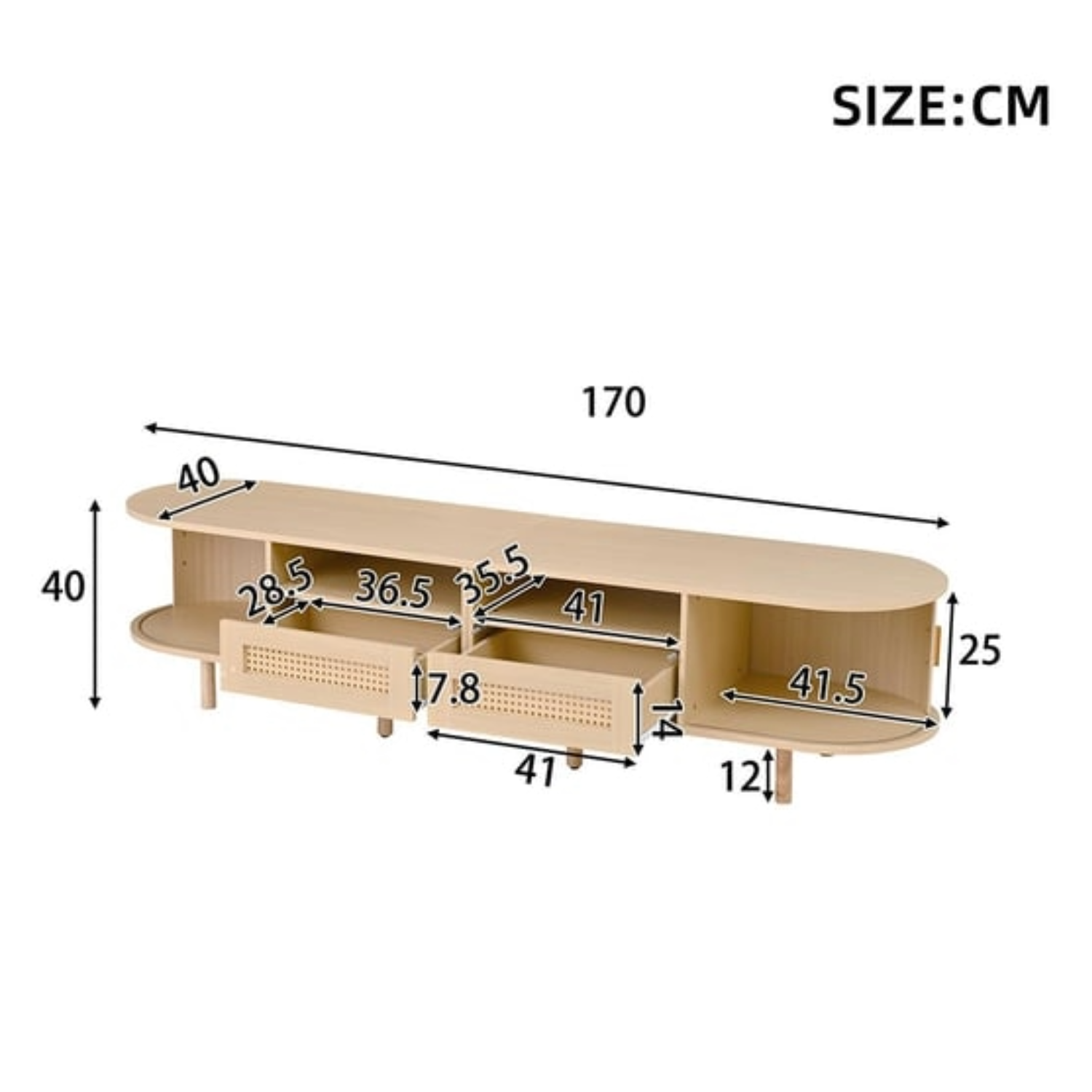 Meuble TV SWEIKO 170 cm Naturel