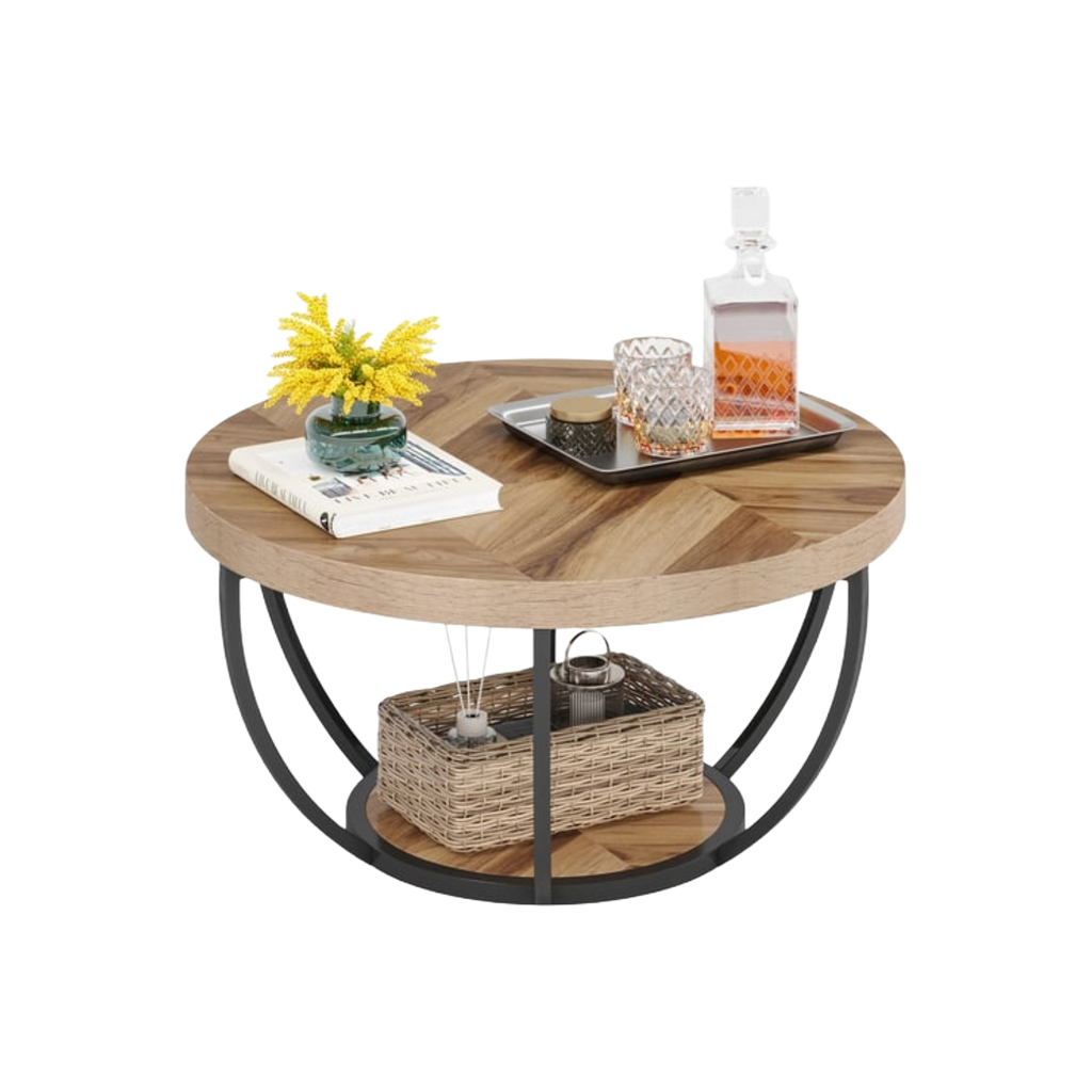 Table basse ronde Tribesigns 80 cm Naturelle