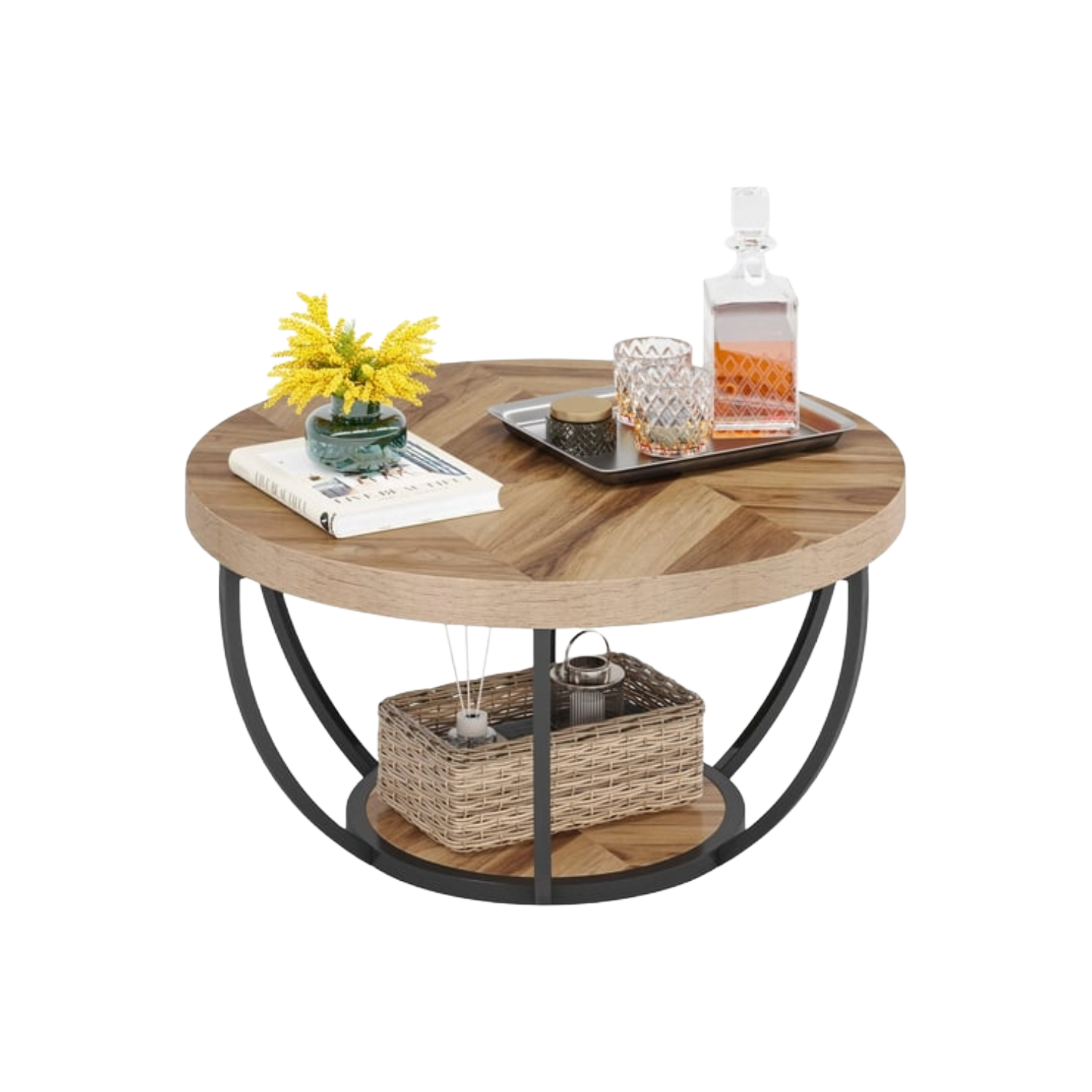 Table basse ronde Tribesigns 80 cm Naturelle