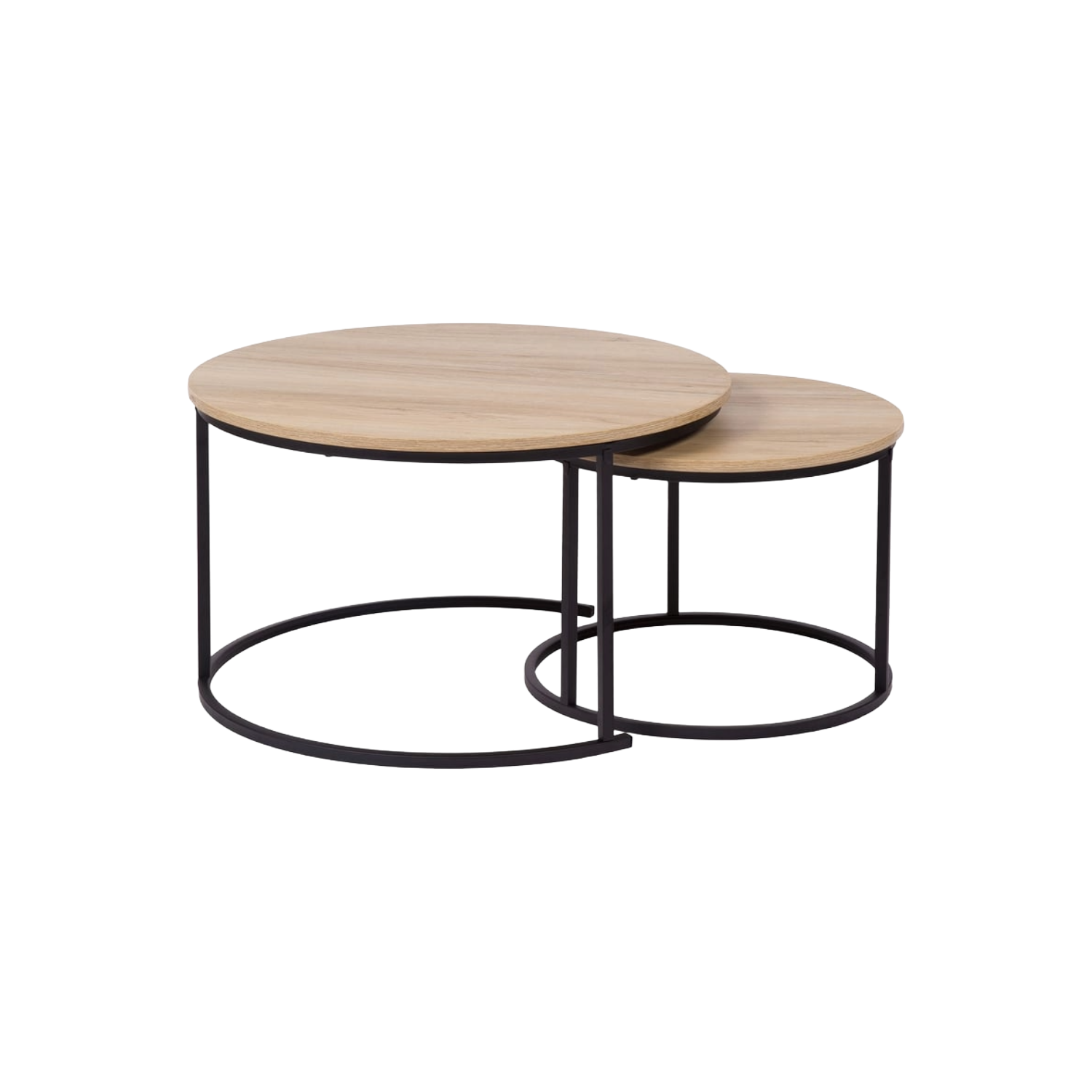 Table basse ronde PAMPA 70 cm Bois clair style industriel
