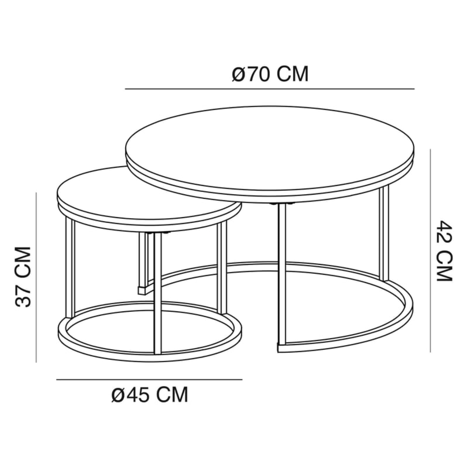 Table basse ronde PAMPA 70 cm Bois clair style industriel