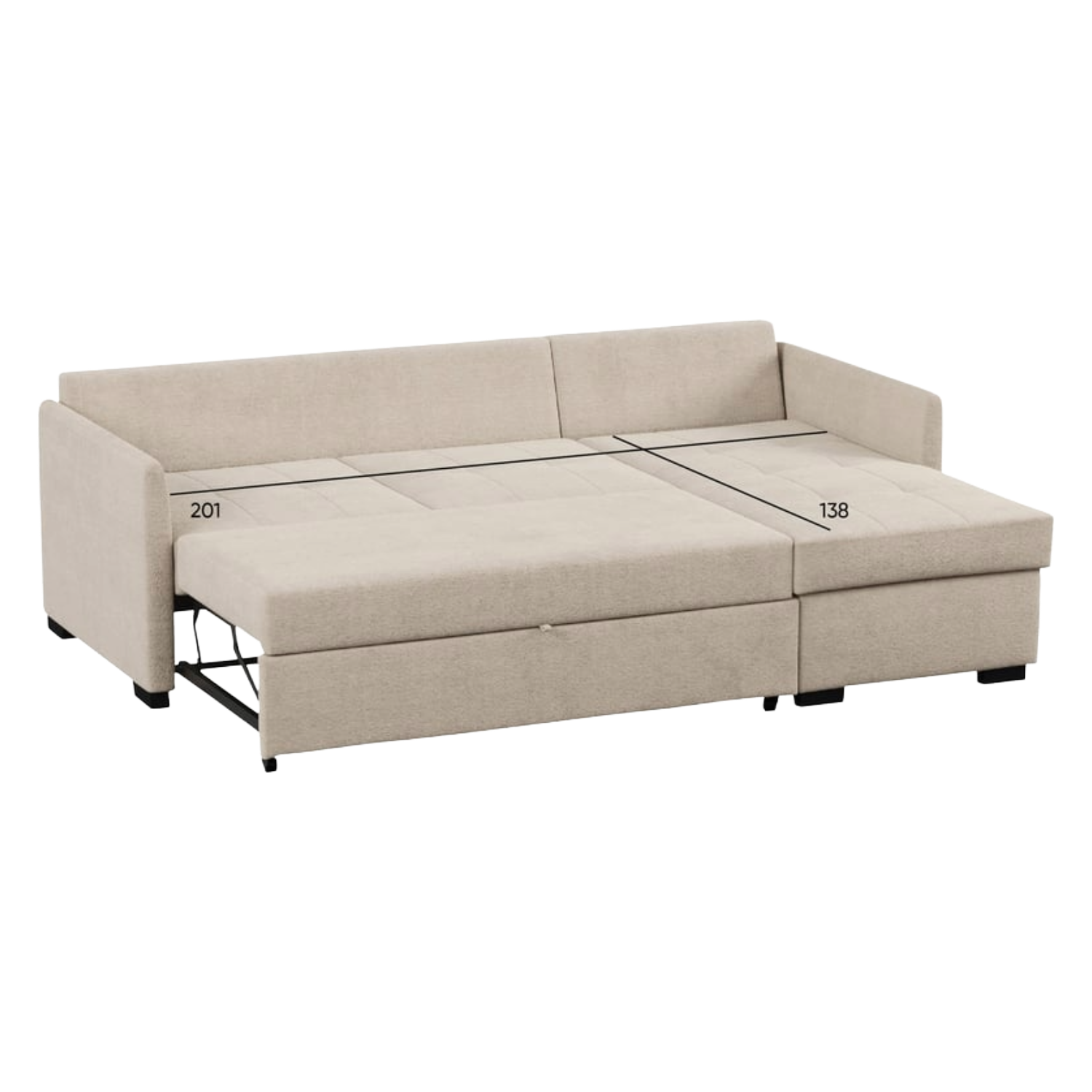 Canapé d’angle réversible convertible CERIN 3 places Tissu Sable