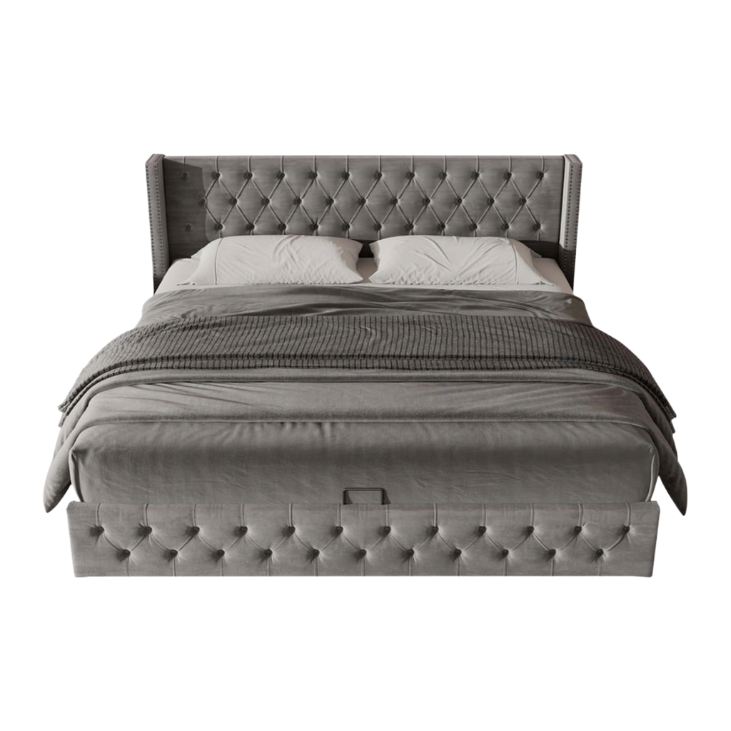 Lit coffre MODERNLUXE 140 × 190 cm Gris