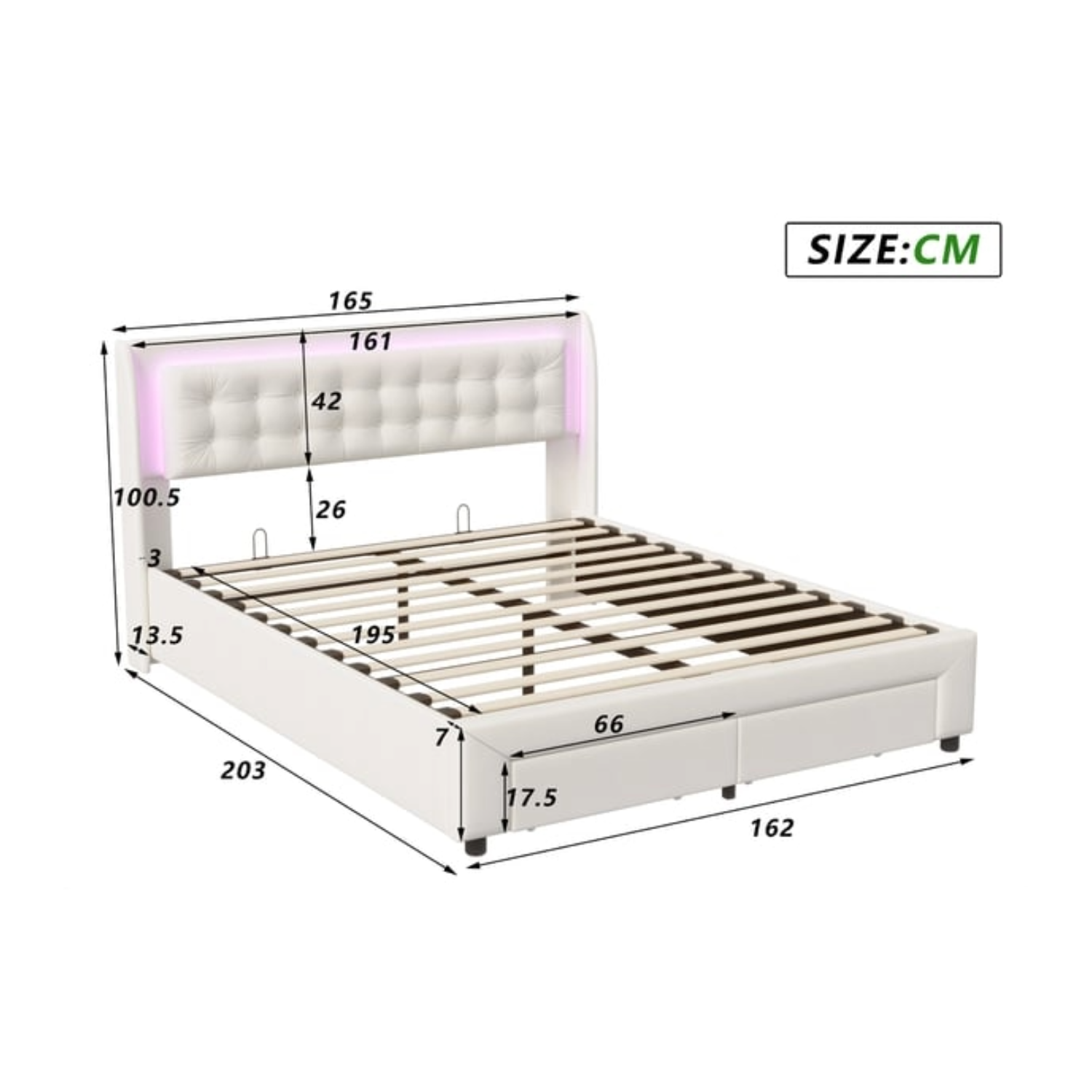 Lit coffre 160 × 190 cm Beige
