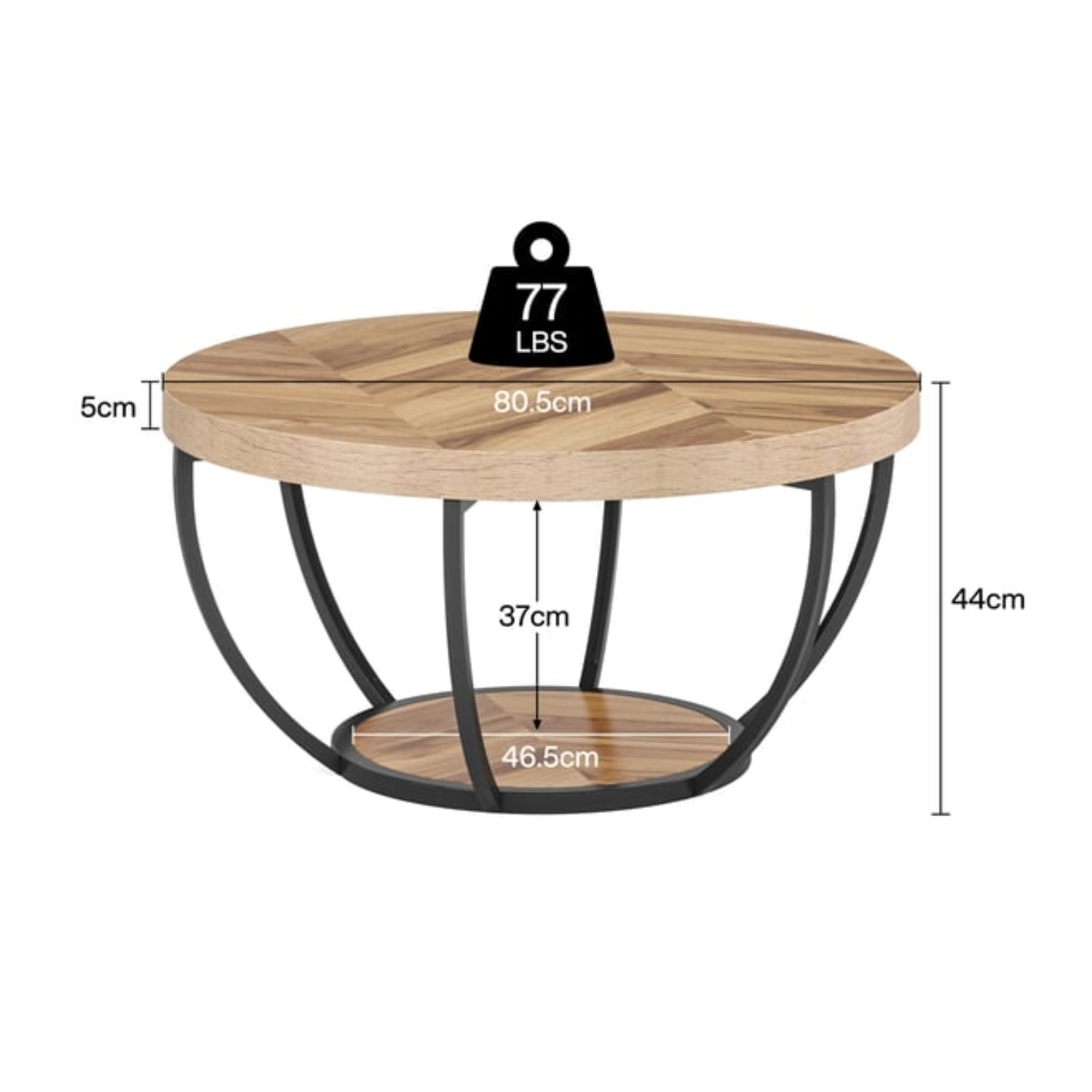 Table basse ronde Tribesigns 80 cm Naturelle